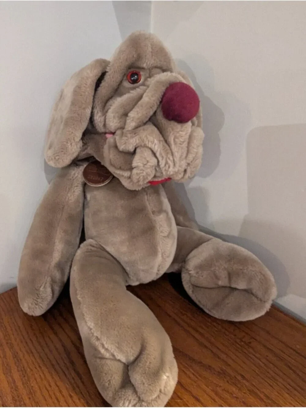 Wrinkles Dog Puppet vintage stuffed Toy Dog By Ganz 20